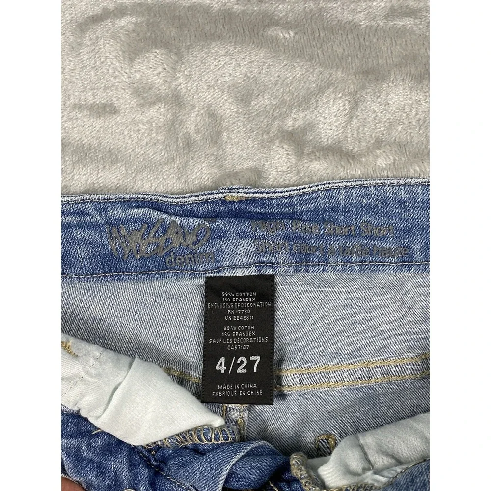 Mossimo Denim Shorts Womens Sz 4/27 High Rise Shortie Destroyed Lace Embellished